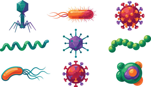 Microscopic organisms bacteria virus pathogens collection for laboratory medical research biological science infectious diseases outbreak