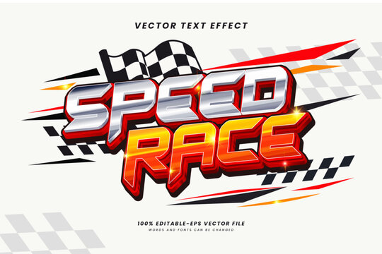 Metallic chrome lettering meets fiery red gradients in this editable vector text effect, ideal for racing graphics and motorsport promotions.