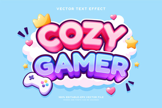 Cute pastel lettering combines glossy pink and purple 3D layers with playful gaming style for streamer branding and gaming merchandise.