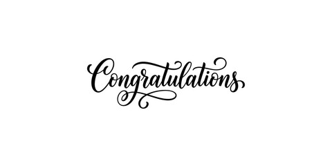 Congratulations calligraphy text in elegant cursive script for greeting cards celebrations achievements and festive party events. © Icon Mart