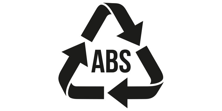 Recycle symbol for acrylonitrile butadiene styrene plastic material with black arrows and text.