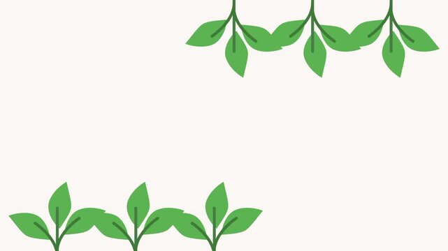Seamless pattern of fresh green leaf sprouts in rows on a soft cream background, ideal for nature, organic, eco friendly and botanical design projects