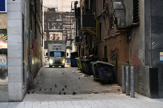Montreal, Quebec, Canada - June 24, 2026: A waste bins in downtown of Montreal.