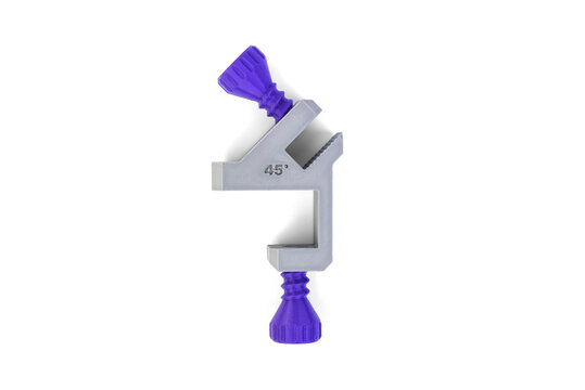 Clamps for cutting tiles at a 45‑degree angle isolated on white background.