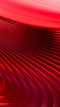 Abstract red flowing curves and waves digital artwork