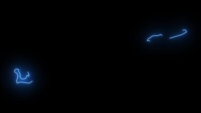 Cayman Islands Animated Map Hand Drawn Neon Glow Outline, Sketch Line Art