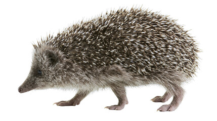 Small spiky brown hedgehog walking sideways © Anouk