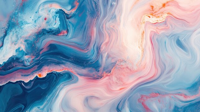 Swirling abstract pattern of blue, pink, and white marble textures