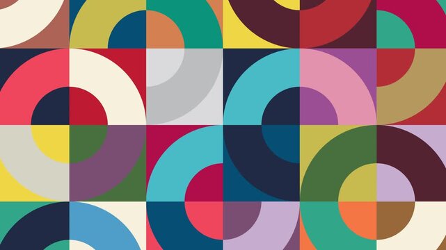 Animated geometric bauhaus pattern design background