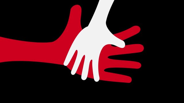 Animated helping hands illustrating support and care