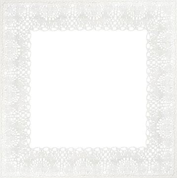 White lace in a frame isolated on white or transparent background
