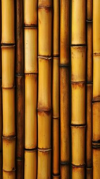 Vertical arrangement of natural bamboo stalks with textured surface