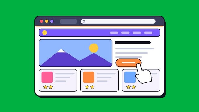 Website browser window building layout on green screen