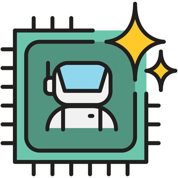 Smart AI Robot Chip Icon
