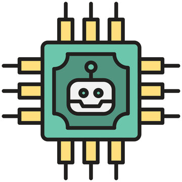 Robot AI Microchip Icon