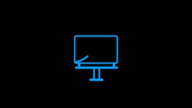 3D Computer TV Motion Animation blue Transparent Background 