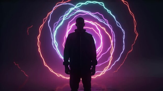 Mysteri&ouml;se Silhouette im kinetischen Lichtwirbel
