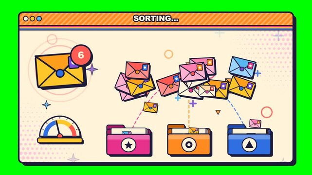 Sorting Emails and Messages into Folders Organization Window Motion Graphic Animation