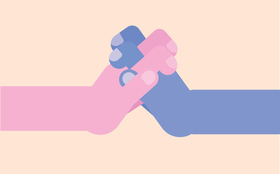 Helping hands holding each other in gesture of support and care vector illustration