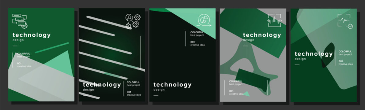 Editorial documents catalog technology abstract geometric a4 poster. thinking triangles, rounded billboard, balance minimalistic, compilation artistic vector technology background illustration