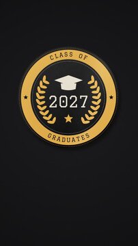 Vertical Class of 2027 embroidered crest loop on black wool
