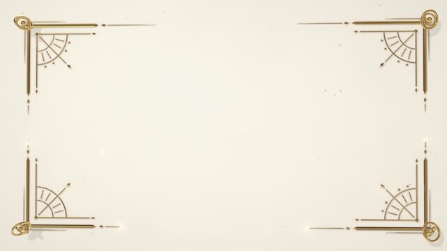 Luxury 3D Gold Art Deco Corner Accents Drawing On Ivory With Spinning Rings Seamless Loop