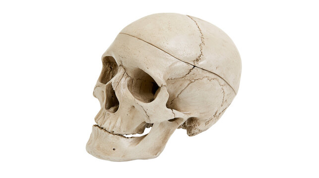 Realistic human skull anatomical model with detailed bone texture