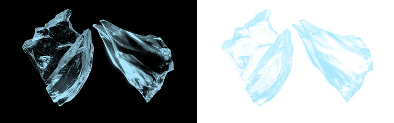 Ice chunks or crystalline glass fragments on black and transparent backgrounds for cold weather designs. © ChieezGraph