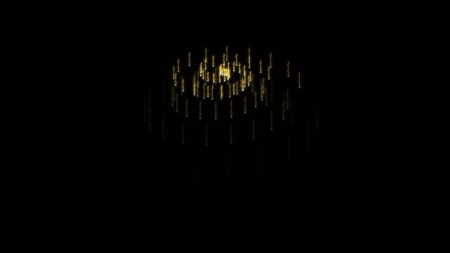 Majestic giant Kamuro willow firework shell bursting and slowly cascading downwards like golden liquid light trails across dark pitch black night sky, breathtaking pyrotechnic celebration display