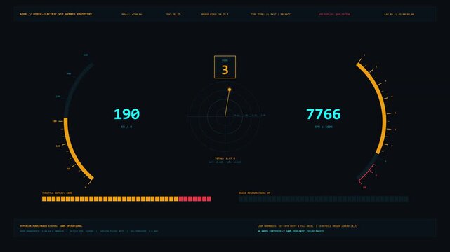 Next-Gen Hypercar Telemetry Dashboard - 4K 60fps Seamless Loop