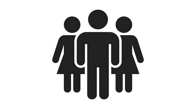 Three silhouetted human figures standing together minimalist icon