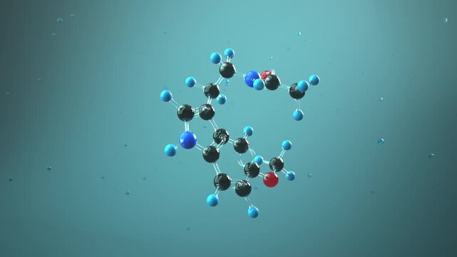 Melatonin Molecule &ndash; 3D Animation for Sleep Science, Circadian Rhythm, and Biochemistry. 4k Video. ProRes 4444.