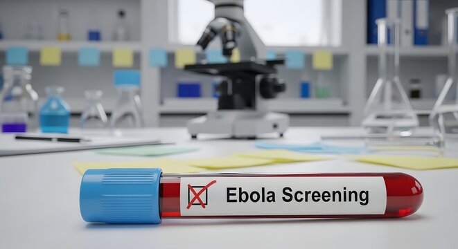 A blood sample for Ebola screening in a laboratory setting for the concept of disease testing and medical research.