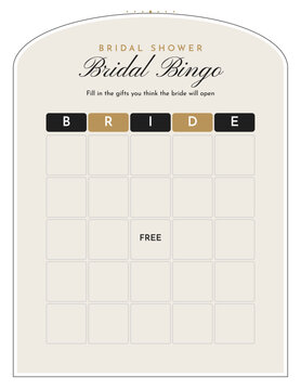 Bridal bingo bridal shower game in minimal arch style