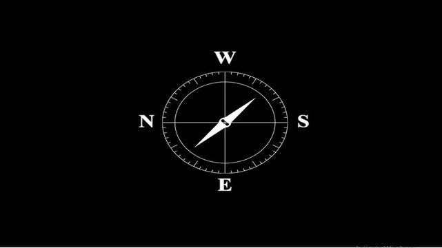 Six identical compasses arranged in a grid on a black background symbolizing direction and navigation