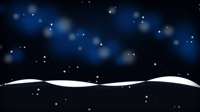 Textured dark slate stone ledge covered in crisp winter snow with glowing sapphire blue bokeh light circles in background, cold seasonal studio pedestal for luxury beauty product placement