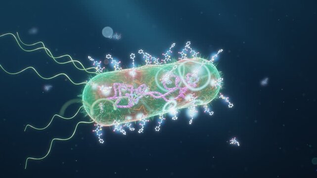 Antibiotic Molecules Attacking and Destroying Bacterium Cell Wall Burst 3D Microbiology Animation