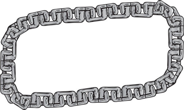 Vector illustration of a rectangular metal chain frame