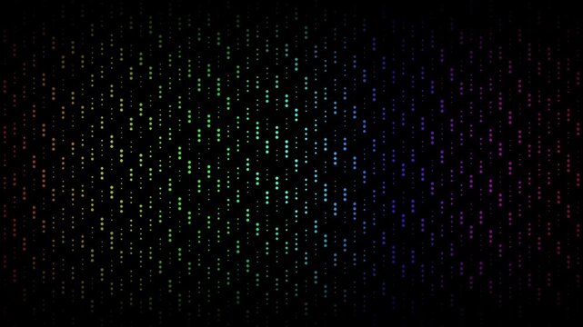 Colorful digital dots forming abstract geometric pattern on transparent background