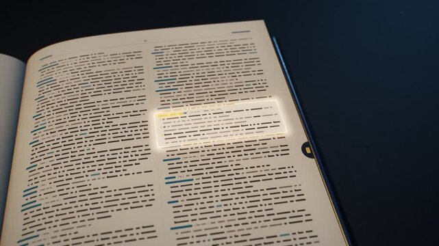 3D Dictionary Pages Flipping to Highlighted Word Definition Rising as Floating Layers Seamless Loop 4K