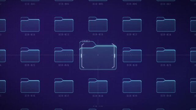 Malware scan interface zooms into laptop file folders, one passes clean before malware detected alert in red