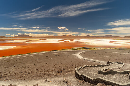 Laguna Colorada, Bolivia. The Red Lagoon, Sunny Day in Bolivia.