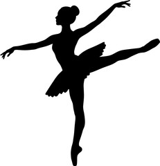 Silhouette of a graceful ballerina in a classic pose. © Willian jack
