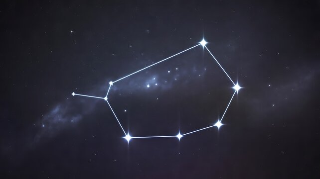 Glowing constellation pattern with connected stars in a dark night sky