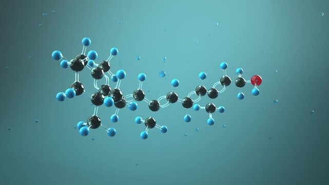 Vitamin A Molecule &ndash; 3D Animation for Nutrition, Vision, Skin Health, and Biochemistry. 4k video. ProRes 4444.