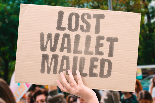"Lost wallet mailed" Stranger sends back missing cash. WALLET. STRANGER. HONESTY. MAILED. LOST.