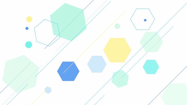 Pastel Hexagon Geometric Motion Background with Diagonal Lines and Abstract Animation