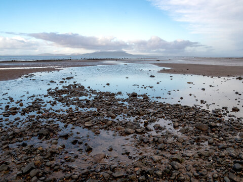 Pebbles on the beach at Allonby, Cumbria, England