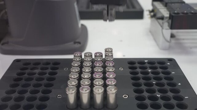 automatic robot arm at industrial manufacture factory of lithium battery