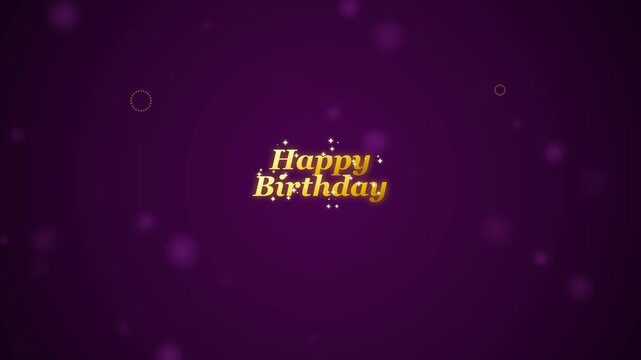 Elegant 3D cursive gold script calligraphy writing Happy Birthday with shimmering light sweeps on rich royal magenta velvet background, center hero angle, glamorous luxury celebration